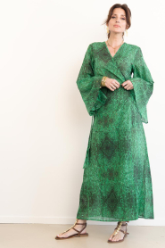 The Belle of the Beach |  Cotton maxi dress with print Josephine | green | Picture 3