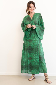 The Belle of the Beach |  Cotton maxi dress with print Josephine | green | Picture 4
