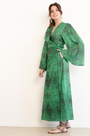 The Belle of the Beach |  Cotton maxi dress with print Josephine | green | Picture 5