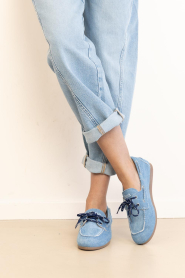 Posa :  Denim boat loafers brushed | blue - img3