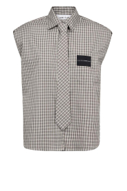 Haute L'Amitié |  Sleeveless blouse with tie Chess | taupe | Picture 1
