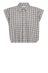 Haute L'Amitié |  Sleeveless checkered blouse Dinnie | beige | Picture 1