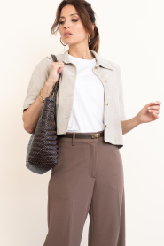 STUDIO AR |  Leather cropped blouse Eveline | smoke grey | Picture 5