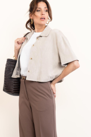 STUDIO AR |  Leather cropped blouse Eveline | smoke grey | Picture 2
