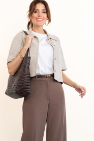 STUDIO AR |  Leather cropped blouse Eveline | smoke grey | Picture 4
