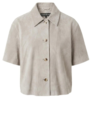 STUDIO AR |  Leather cropped blouse Eveline | smoke grey | Picture 1