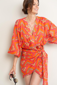 The Belle of the Beach :  Cotton mini dress with print Suzy | orange - img6