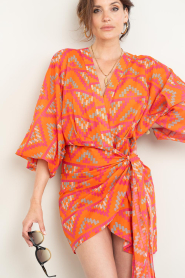 The Belle of the Beach :  Cotton mini dress with print Suzy | orange - img7
