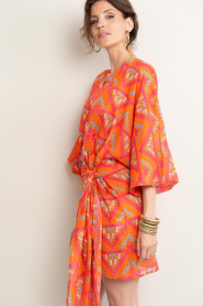 The Belle of the Beach :  Cotton mini dress with print Suzy | orange - img8