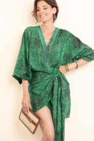 The Belle of the Beach :  Cotton mini dress with print Suzy | green - img2