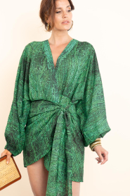 The Belle of the Beach :  Cotton mini dress with print Suzy | green - img8