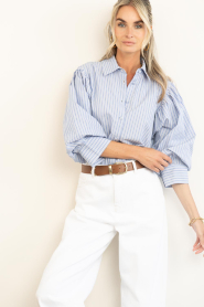 Ibana |  Blouse with puffed sleeves | blue | Picture 2