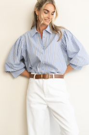 Ibana |  Blouse with puffed sleeves | blue | Picture 4