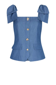 Ibana |  Rayon top with loose bow Tami | blue | Picture 1