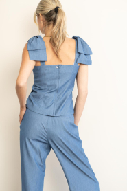 Ibana |  Rayon top with loose bow Tami | blue | Picture 7