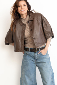Ibana |  Soft leather blouse/jacket Jaliana | brown | Picture 2