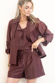 Dante6 :  Tencel blouse with tie belt Svea | burgundy - img4