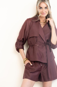Dante6 :  Tencel blouse with tie belt Svea | burgundy - img5
