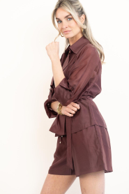 Dante6 :  Tencel blouse with tie belt Svea | burgundy - img6