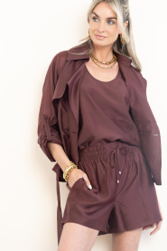 Dante6 :  Tencel blouse with tie belt Svea | burgundy - img8
