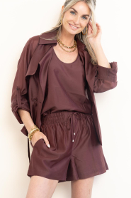 Dante6 :  Tencel blouse with tie belt Svea | burgundy - img9
