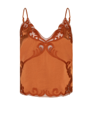 Dante6 |  Satin top with lace Ligne | brunt orange | Picture 1