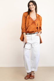 Dante6 |  Satin top with lace Ligne | brunt orange | Picture 3