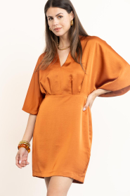 Dante6 |  Satin mini dress Cato | brunt orange | Picture 2