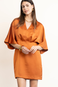Dante6 |  Satin mini dress Cato | brunt orange | Picture 5