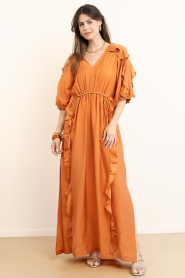 Dante6 |  Maxi dress with rushes Anzur | brunt orange | Picture 5