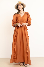 Dante6 |  Maxi dress with rushes Anzur | brunt orange | Picture 2