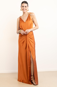 Dante6 |  Satin maxi dress Marcia | brunt orange | Picture 2