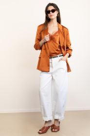 Dante6 |  Satin double breasted blazer Sevigny | brunt orange | Picture 3