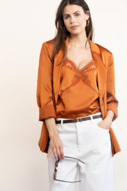 Dante6 |  Satin double breasted blazer Sevigny | brunt orange | Picture 4