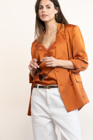 Dante6 |  Satin double breasted blazer Sevigny | brunt orange | Picture 2