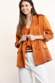 Dante6 |  Satin double breasted blazer Sevigny | brunt orange | Picture 5