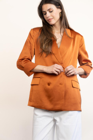 Dante6 |  Satin double breasted blazer Sevigny | brunt orange | Picture 6