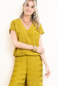 Dante6 |  Crepe pleated jacquard top Vikli | yellow | Picture 2