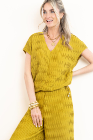 Dante6 |  Crepe pleated jacquard top Vikli | yellow | Picture 4