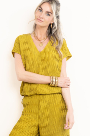 Dante6 |  Crepe pleated jacquard top Vikli | yellow | Picture 5