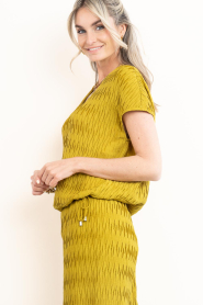 Dante6 |  Crepe pleated jacquard top Vikli | yellow | Picture 6