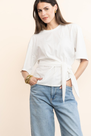 Dante6 |  T-shirt with knot detail Dori | white | Picture 2