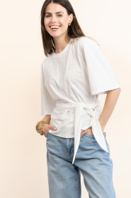 Dante6 |  T-shirt with knot detail Dori | white | Picture 4