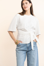 Dante6 |  T-shirt with knot detail Dori | white | Picture 5