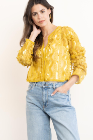 Dante6 |  Tulle cardigan with sequins Marceline | yellow | Picture 4