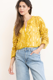 Dante6 |  Tulle cardigan with sequins Marceline | yellow | Picture 5