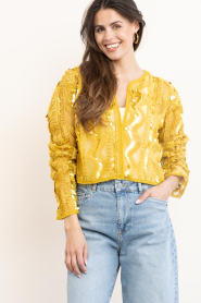 Dante6 |  Tulle cardigan with sequins Marceline | yellow | Picture 7