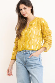 Dante6 |  Tulle cardigan with sequins Marceline | yellow | Picture 8