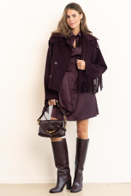 Gianni Chiarini :  Leather handbag with print | burgundy - img3