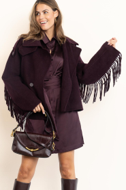 Gianni Chiarini :  Leather handbag with print | burgundy - img2
